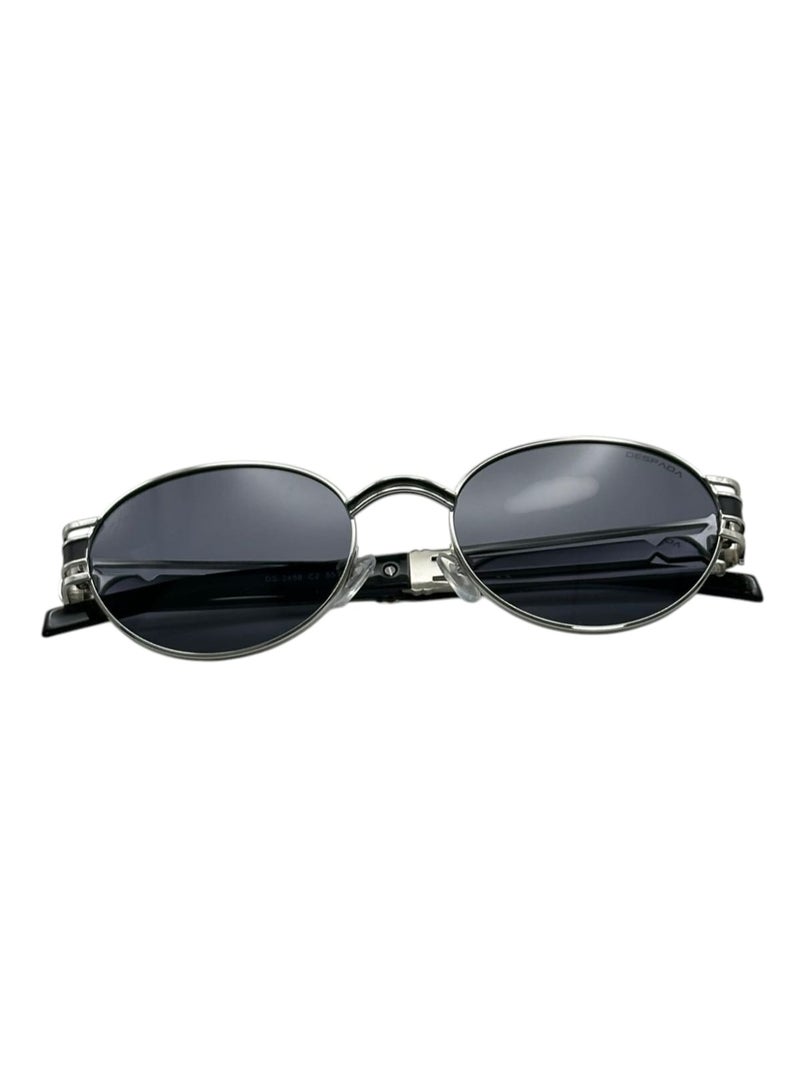 DS-2458 C2 Sunglass, 100% UV Protected Polarized Women Sunglass, Black And Silver Frame With Grey Lenses. - Image 3